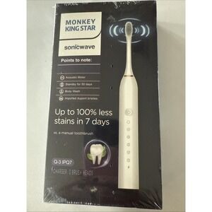Electric Toothbrush By Monkey King Star- Sonicwave Rechargeable - White 4978
